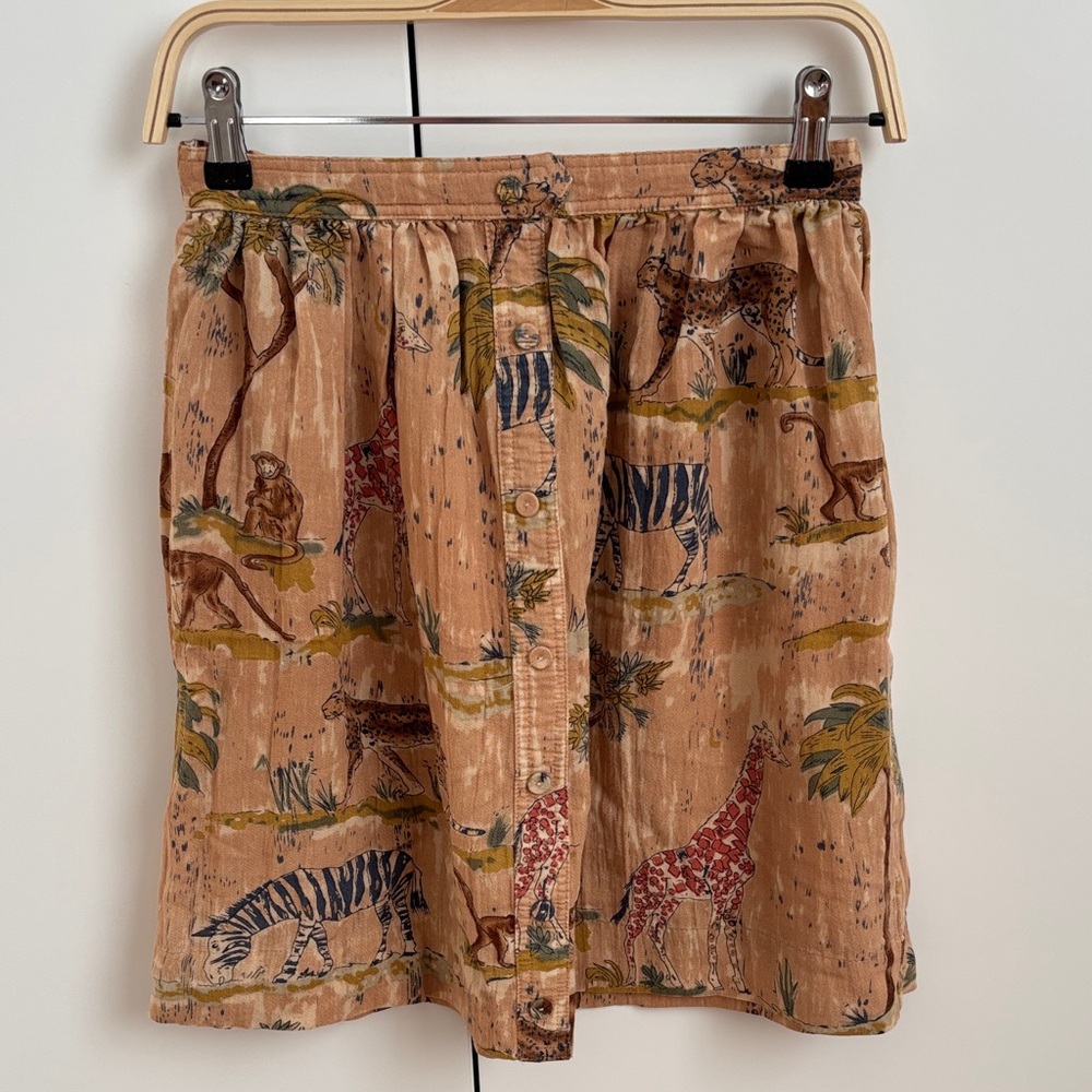 5/$25 Pepaloves Safari Print Buttoned Knee Length Skirt